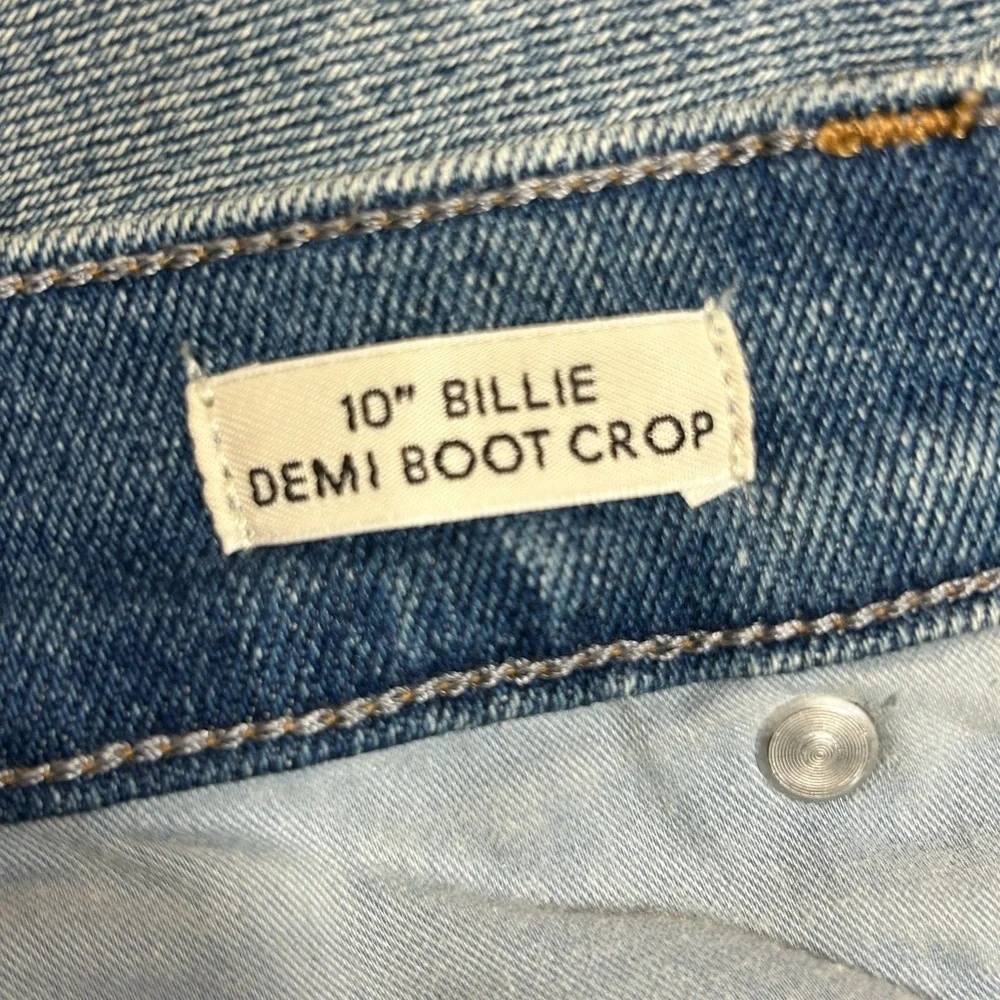 J Crew 10” High Rise Billie Demi Boot Crop Button Fly Raw Hem Jeans